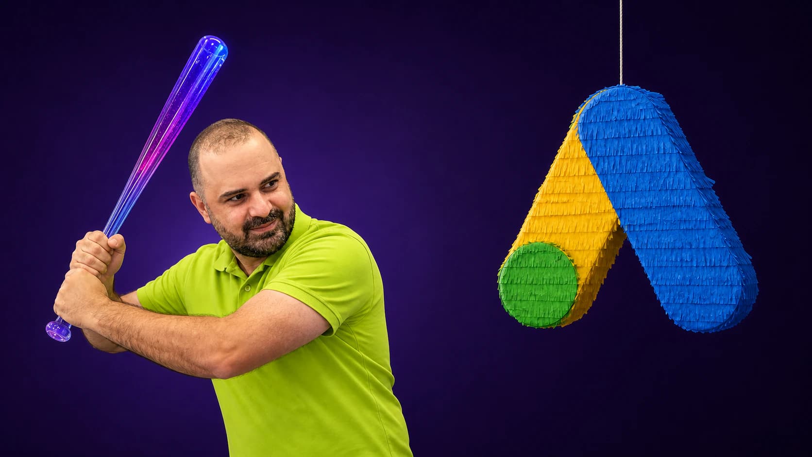 אלון משה מתכונן לחבוט בפיניאטה בצורת Google Ads